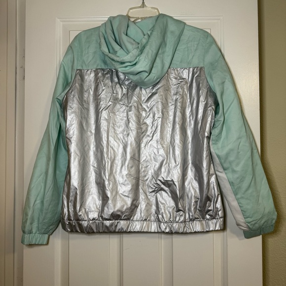 Reebok Mint/Metallic/White Lined Windbreaker Size Medium - Picture 4 of 7